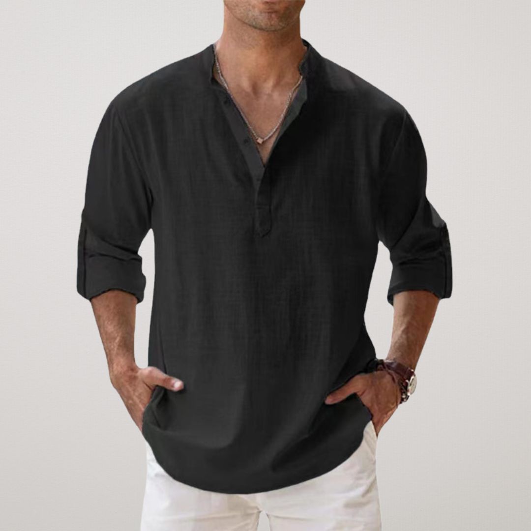 Milan™ | Stilfuld Knaplukket Henley Skjorte