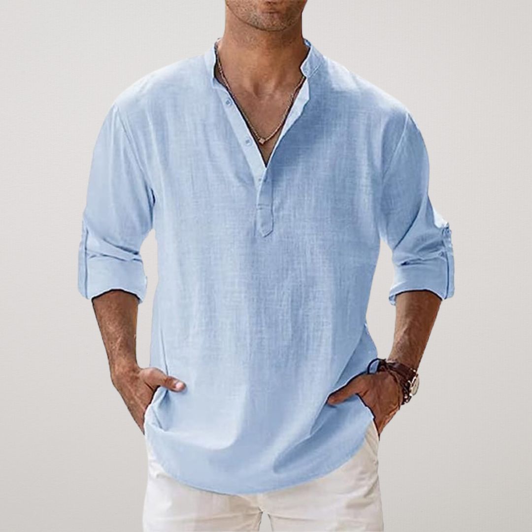 Milan™ | Stilfuld Knaplukket Henley Skjorte