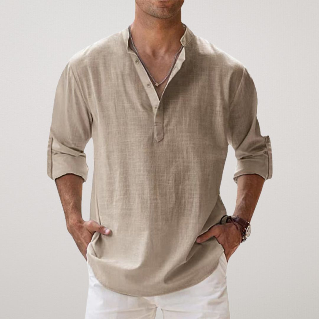 Milan™ | Stilfuld Knaplukket Henley Skjorte