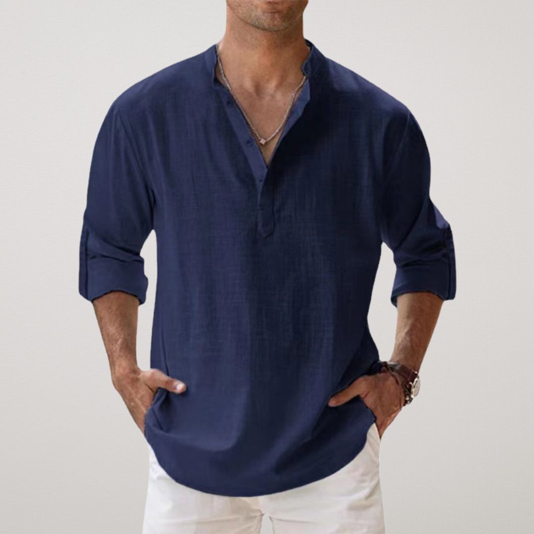 Milan™ | Stilfuld Knaplukket Henley Skjorte