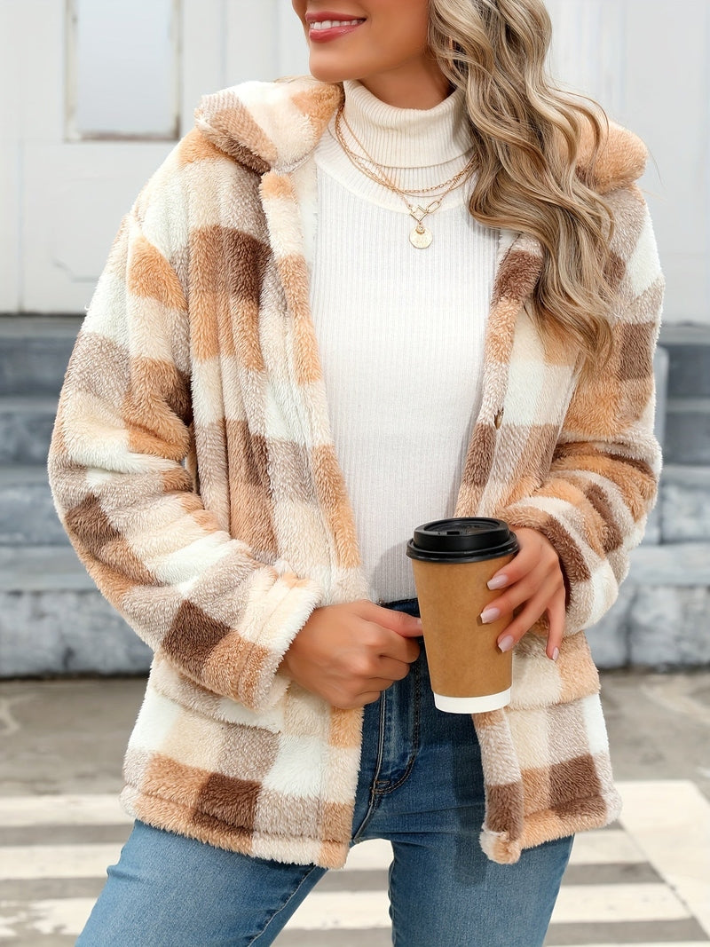 Alivia - Plaid Prints Teddy Coat