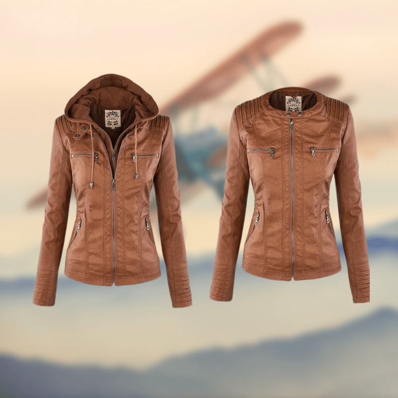 Kaylee - Stylish Italian leather jacket with hood