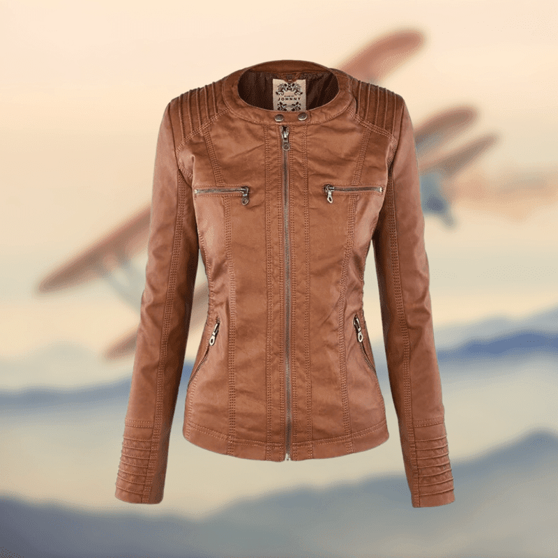 Kaylee - Stylish Italian leather jacket with hood